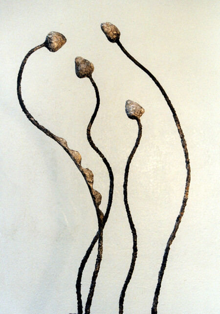 "Ondulations I", 66 x 20 x 12 cm. M&eacute;tal, papier mach&eacute; et pigments.